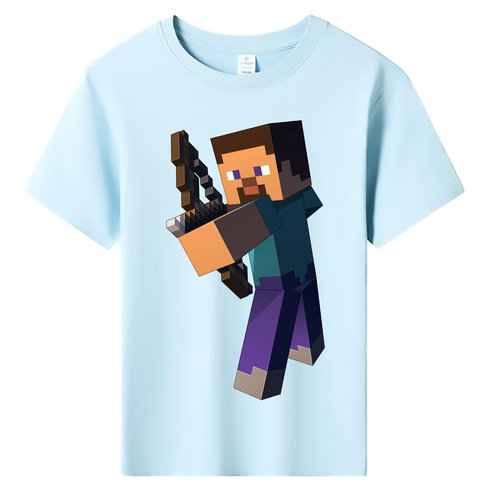 （画像用） マインクラフト ブロックの世界 Minecraft MC Block world 綿100％キッズTシャツ（フロントプリント）